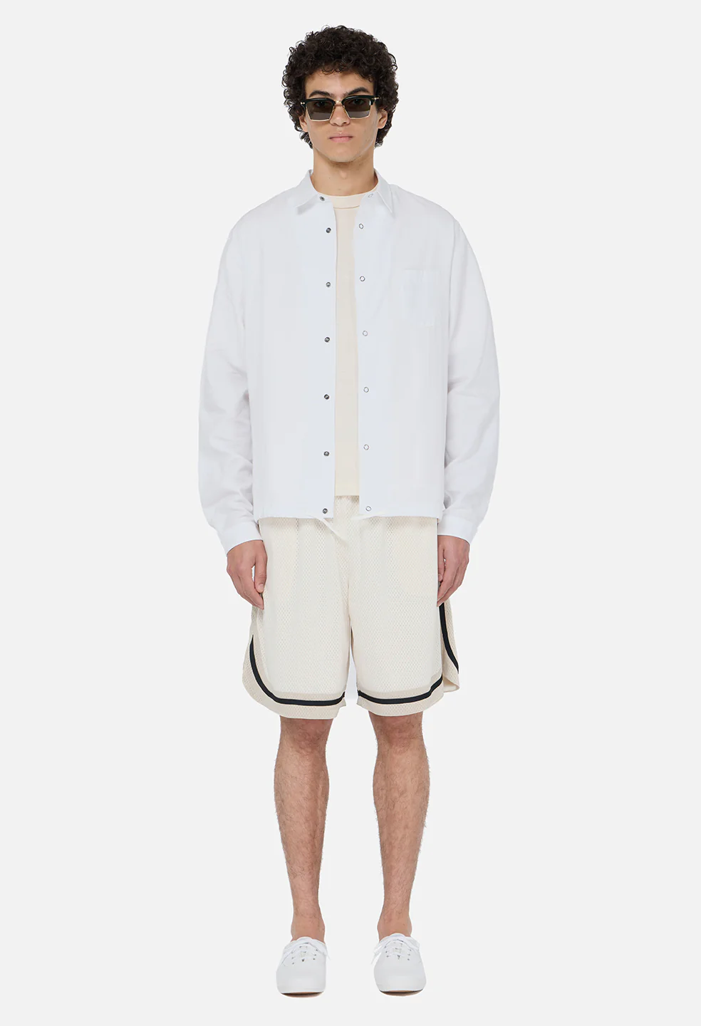 Shaolin Oversized Court Shorts / Salt x Tan - Image 3