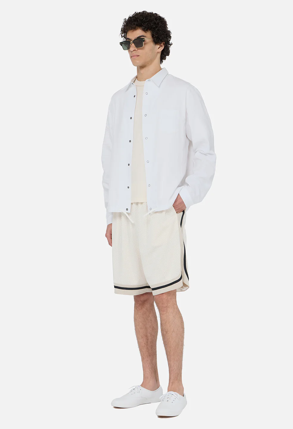 Shaolin Oversized Court Shorts / Salt x Tan - Image 4