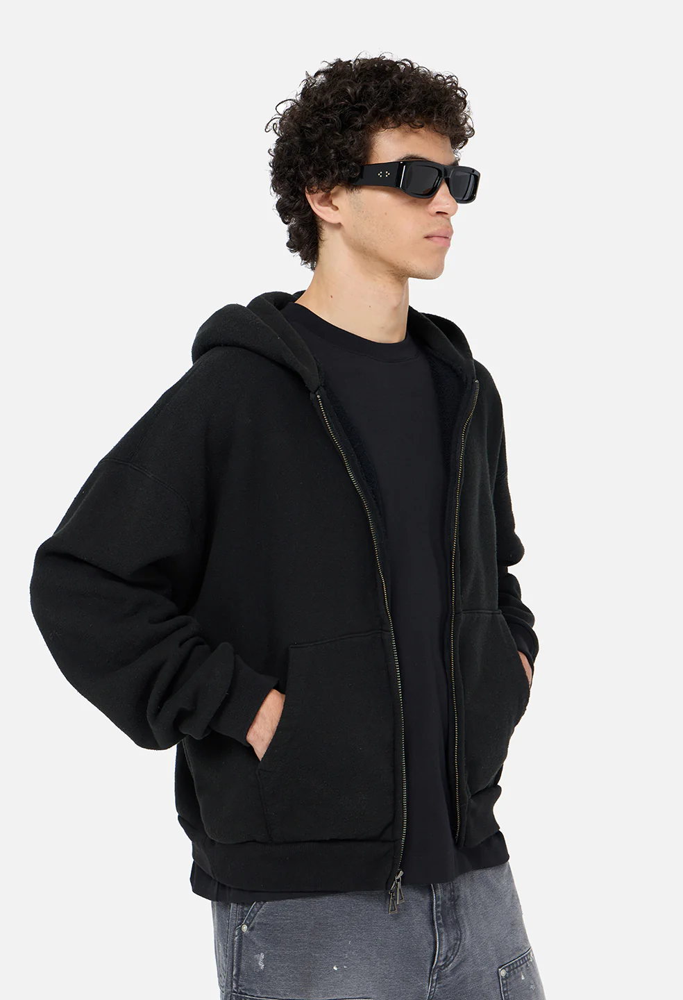 Silk Noil Full-Zip / Black - Image 9