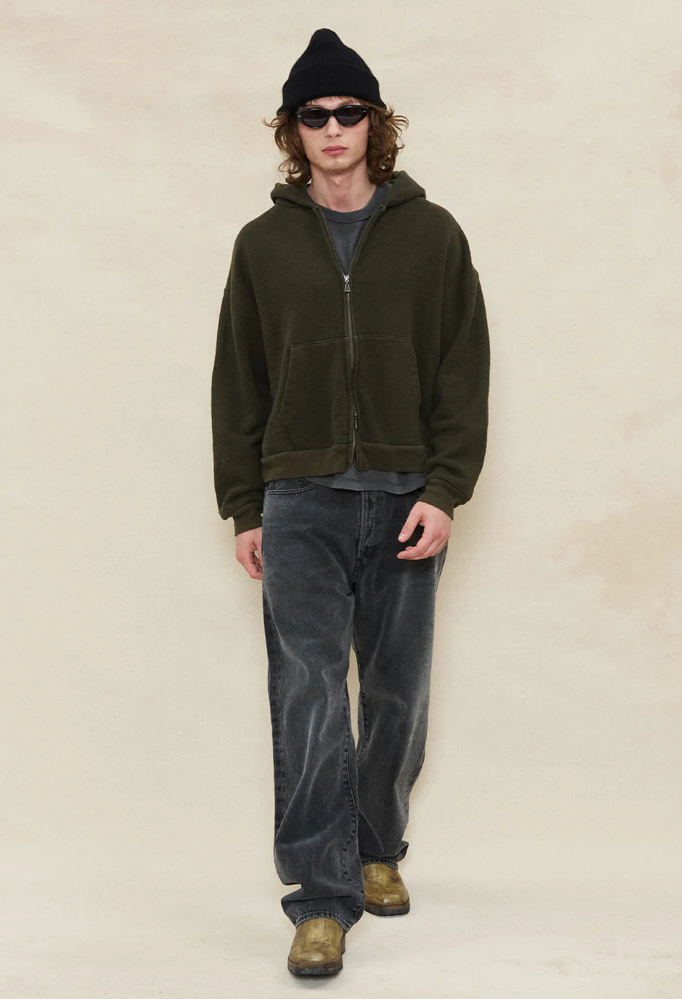 Silk Noil Full-Zip / Olive - Image 4