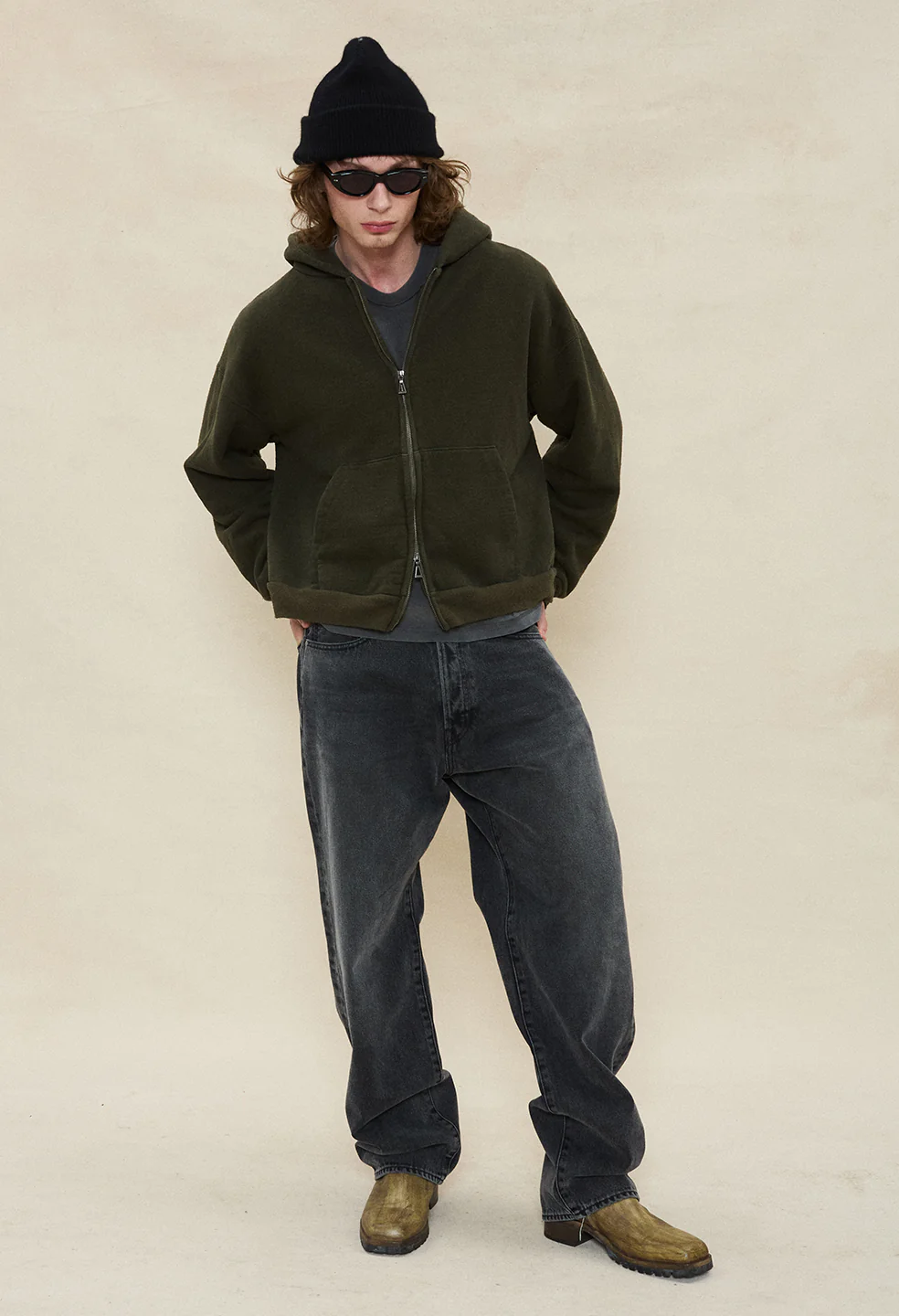 Silk Noil Full-Zip / Olive - Image 5