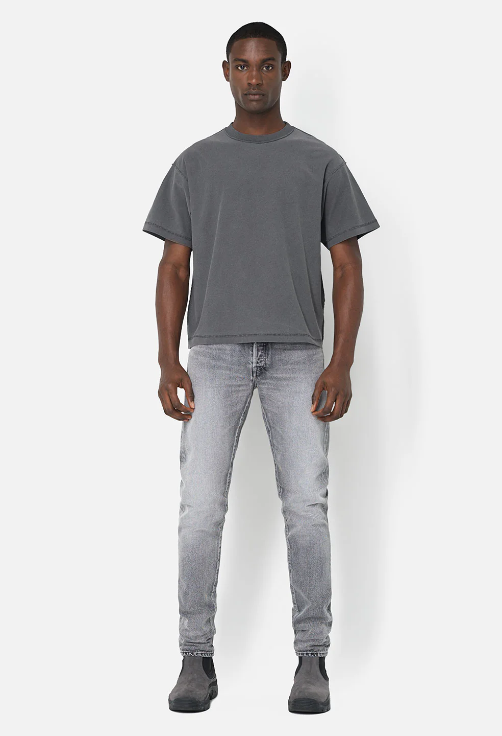 Summer Reversed Cropped Tee / Washed Black - Image 3