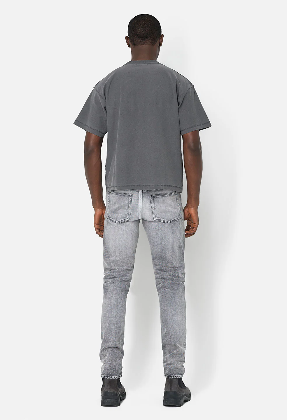 Summer Reversed Cropped Tee / Washed Black - Image 6