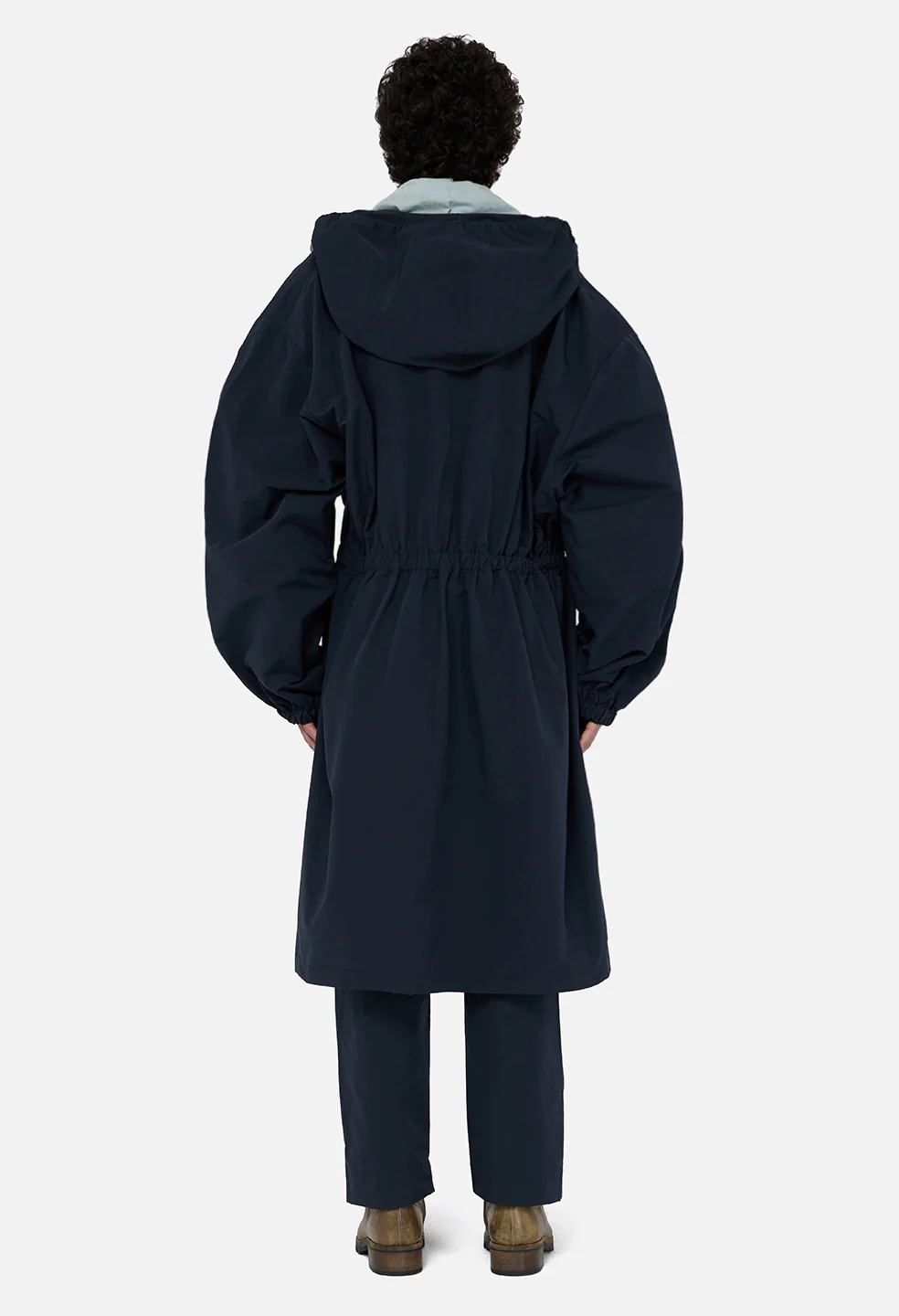 Vero Brushed Nylon Hooded Trench / Dark Navy - Image 4