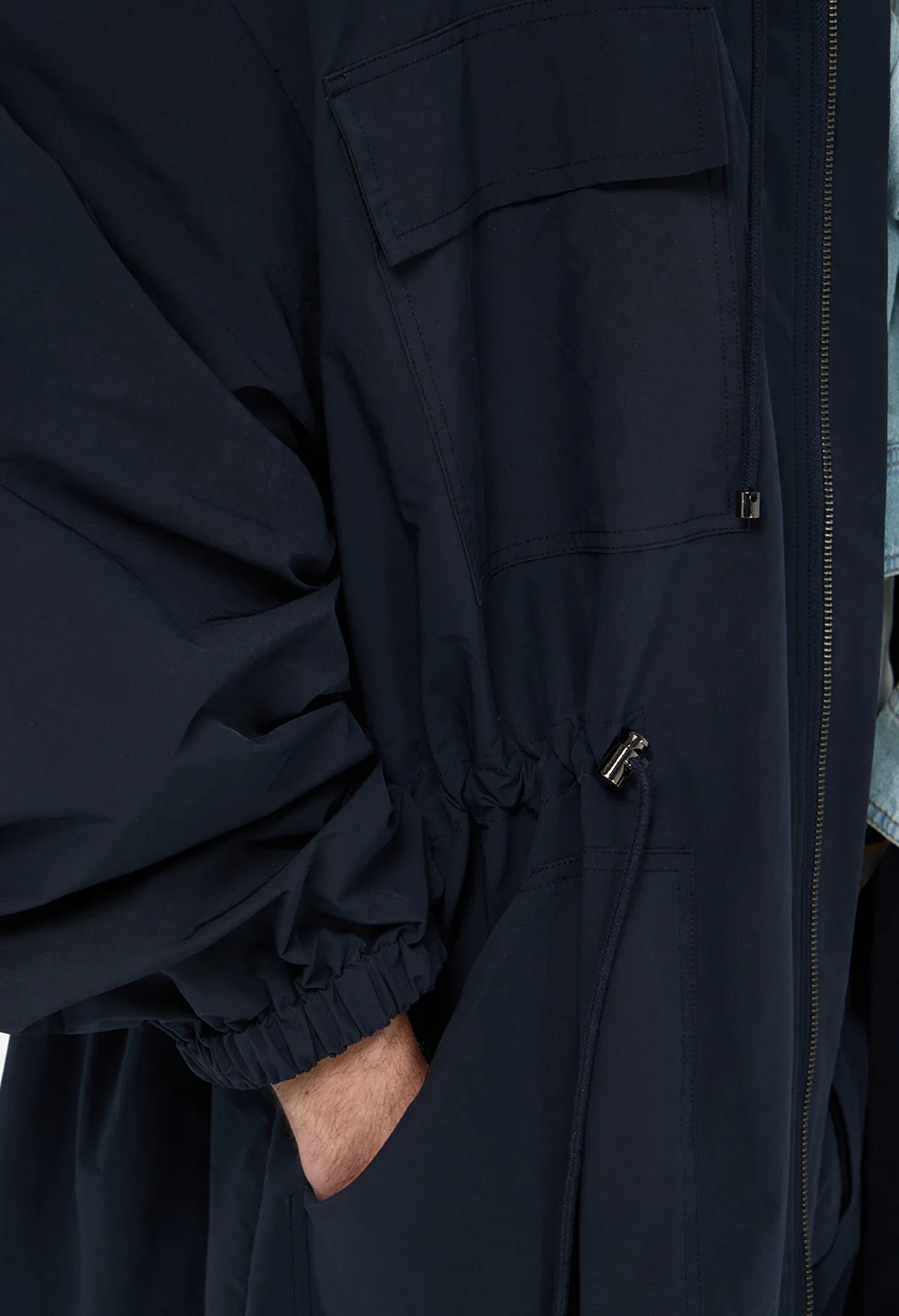 Vero Brushed Nylon Hooded Trench / Dark Navy - Image 7