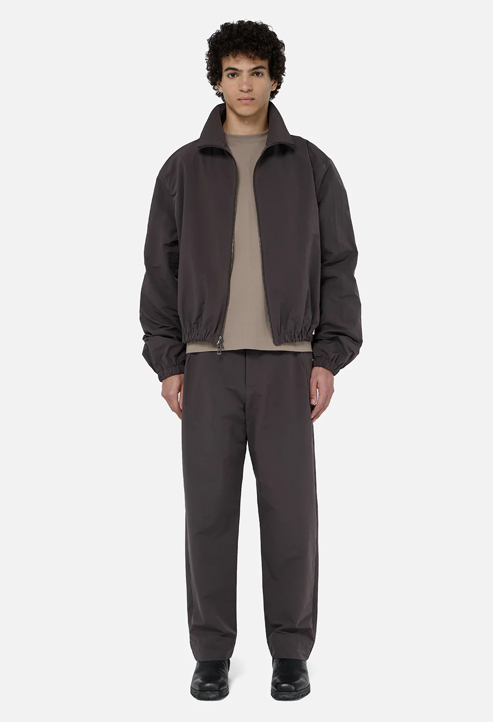 Vero Brushed Nylon Zip Jacket / Charcoal - Image 3