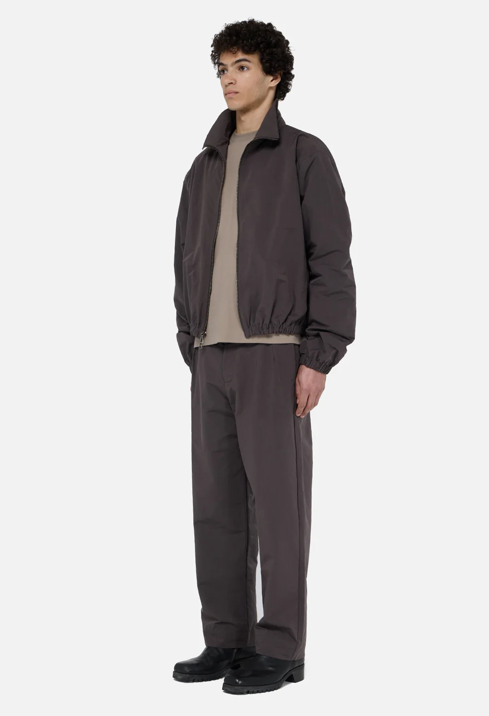 Vero Brushed Nylon Zip Jacket / Charcoal - Image 4