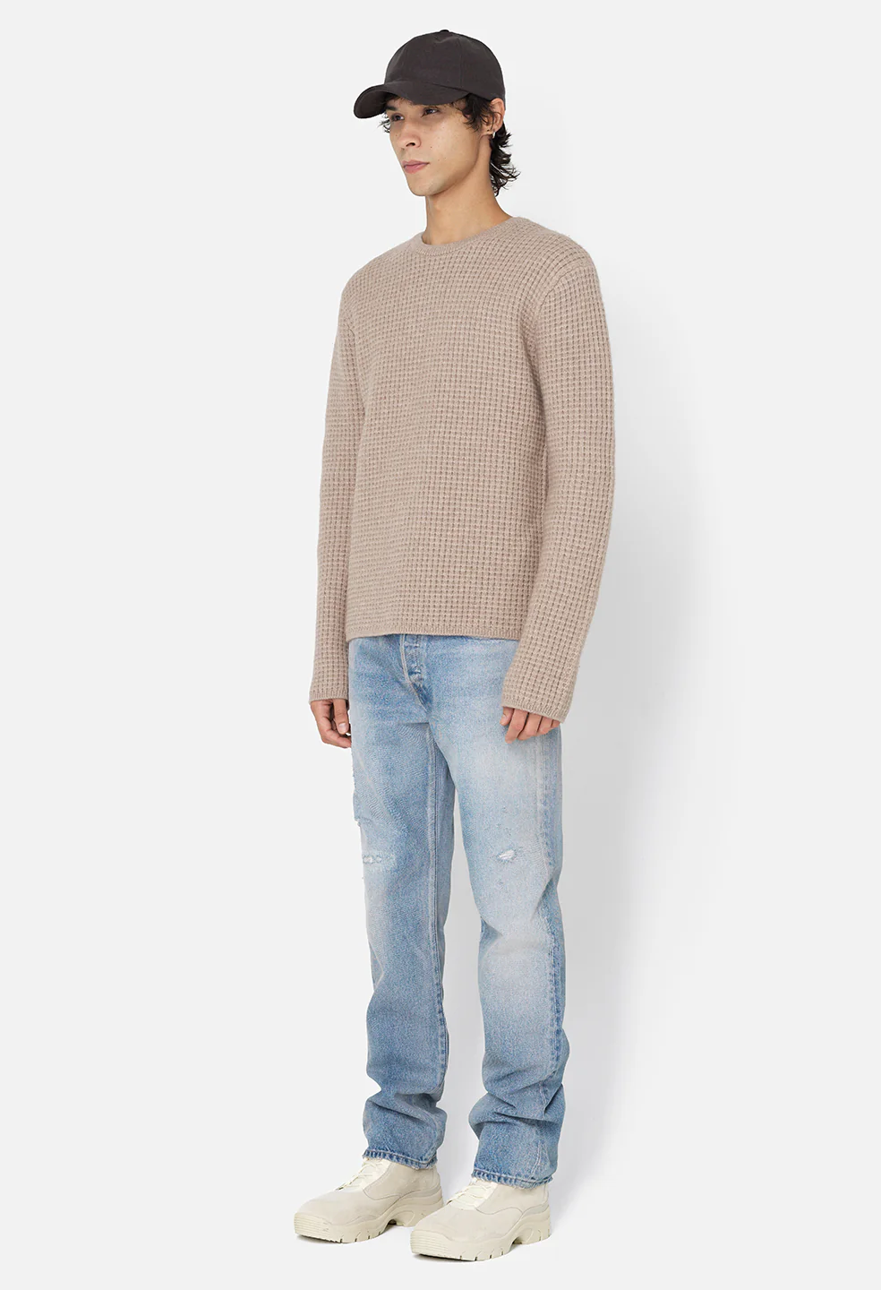 Wool Waffle Knit Crew / Wheat - Image 4
