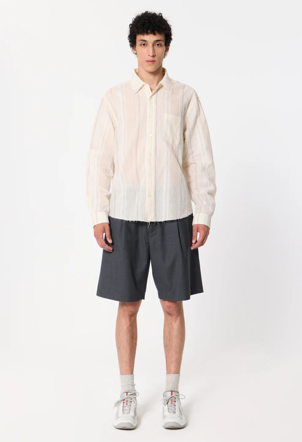 Wool Wide Easy Shorts / Charcoal - Image 4