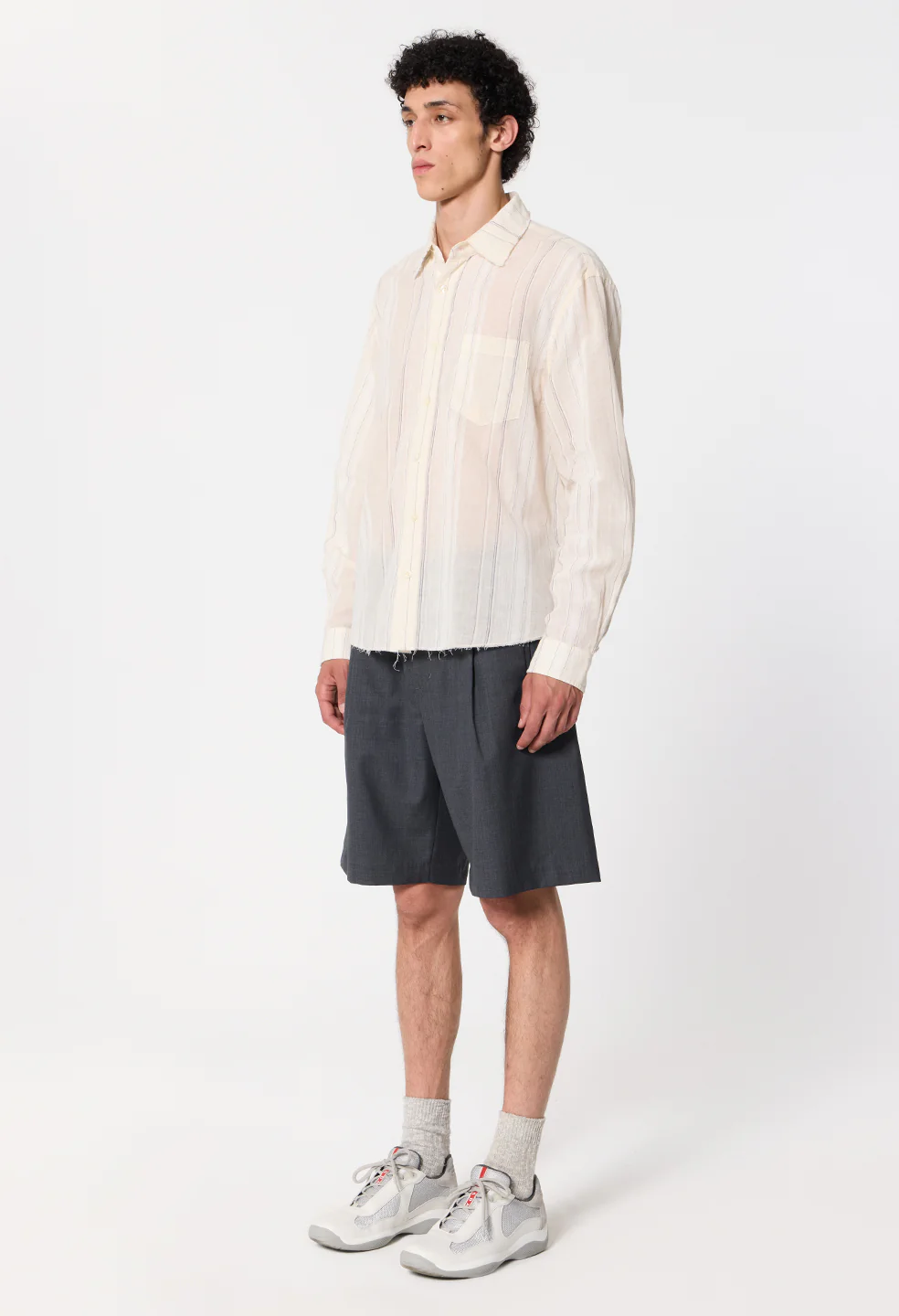 Wool Wide Easy Shorts / Charcoal - Image 5
