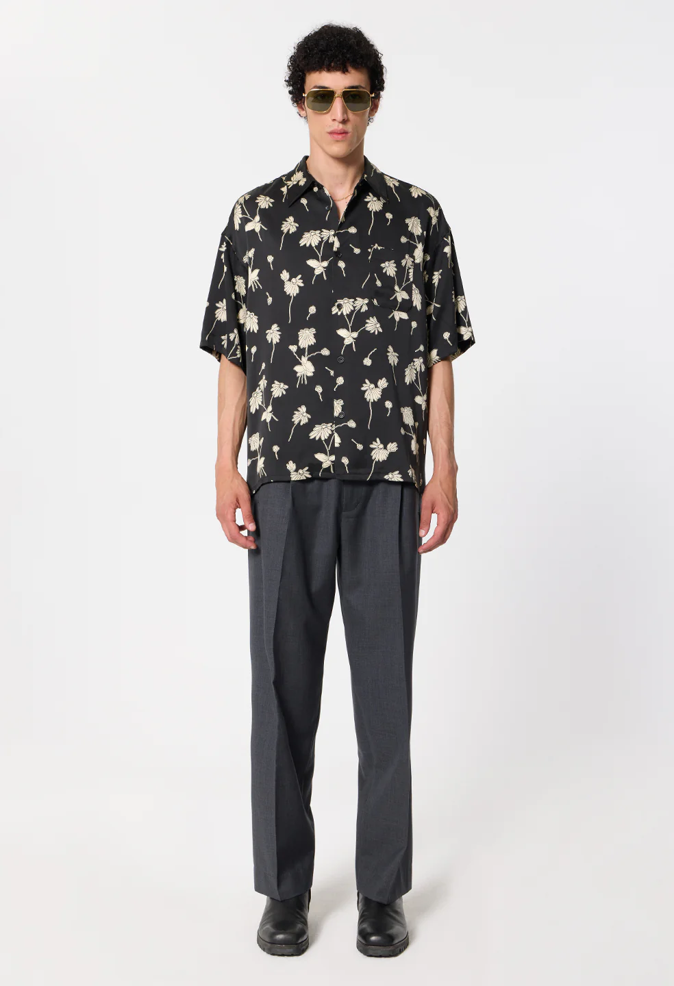 Wool Wide Easy Trouser / Charcoal - Image 4