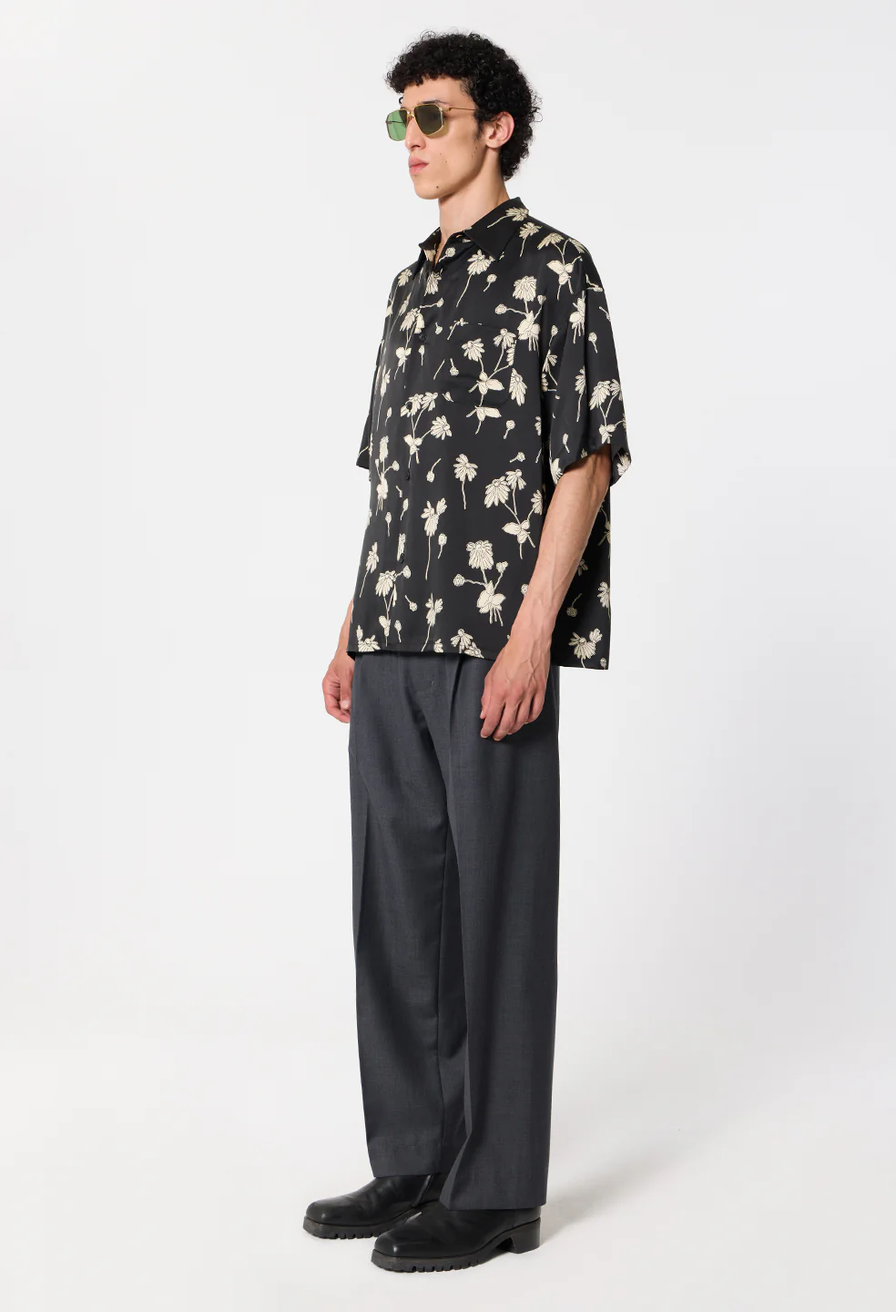 Wool Wide Easy Trouser / Charcoal - Image 5